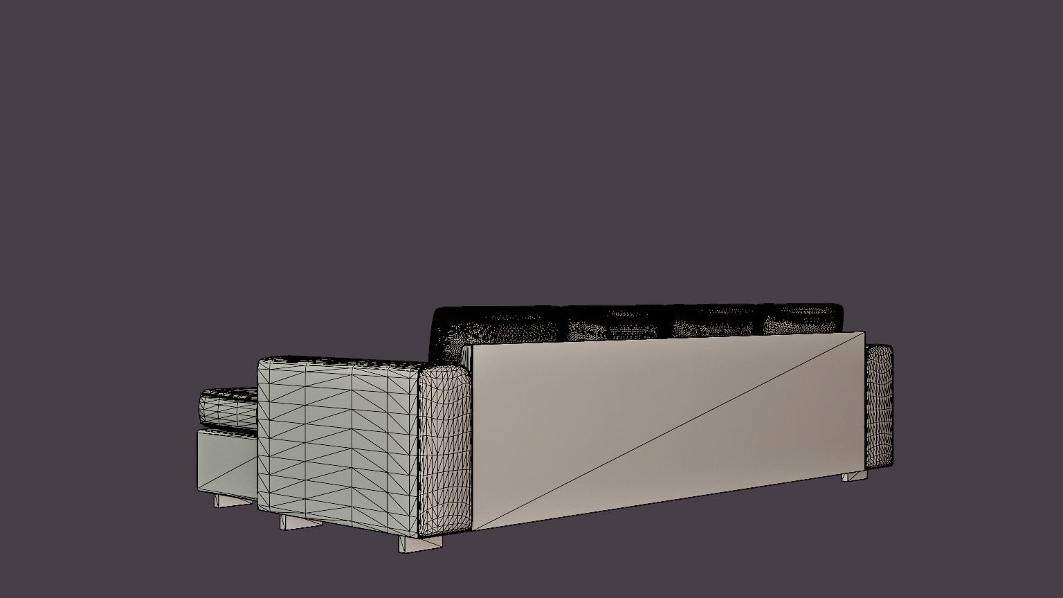 Webster U Sofa With Double Divan Light Gray Low-poly 3D model_6