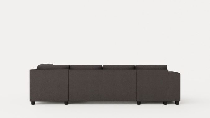 Washington U Bed Sofa Right Black Low-poly 3D model 5