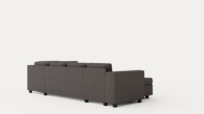 Washington U Bed Sofa Right Black Low-poly 3D model 4