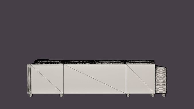 Washington U Bed Sofa Right Black Low-poly 3D model 6
