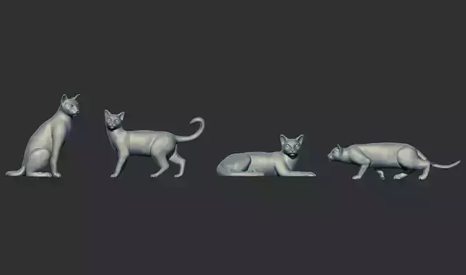 Cats Figurines statue sculpture 3D Print Model 