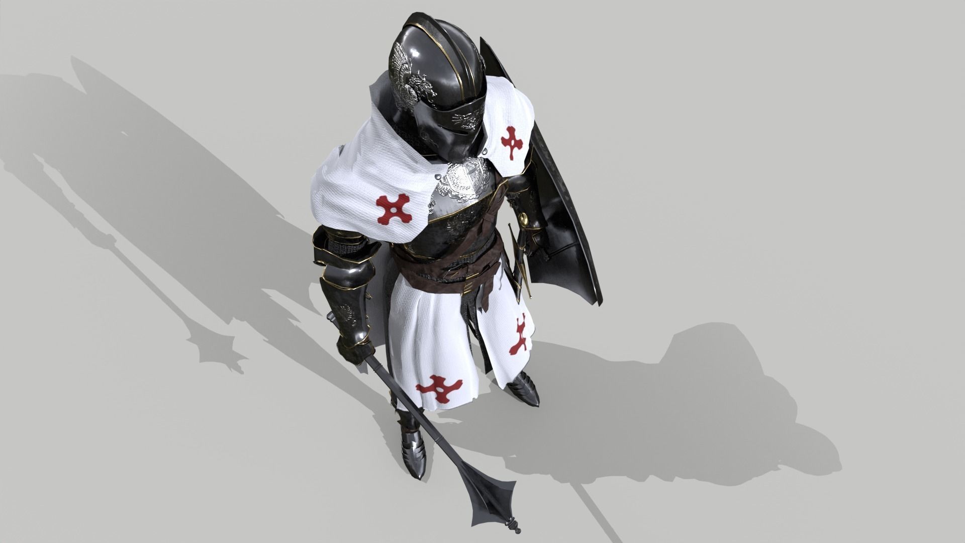 White Knight Low-poly 3D model_5