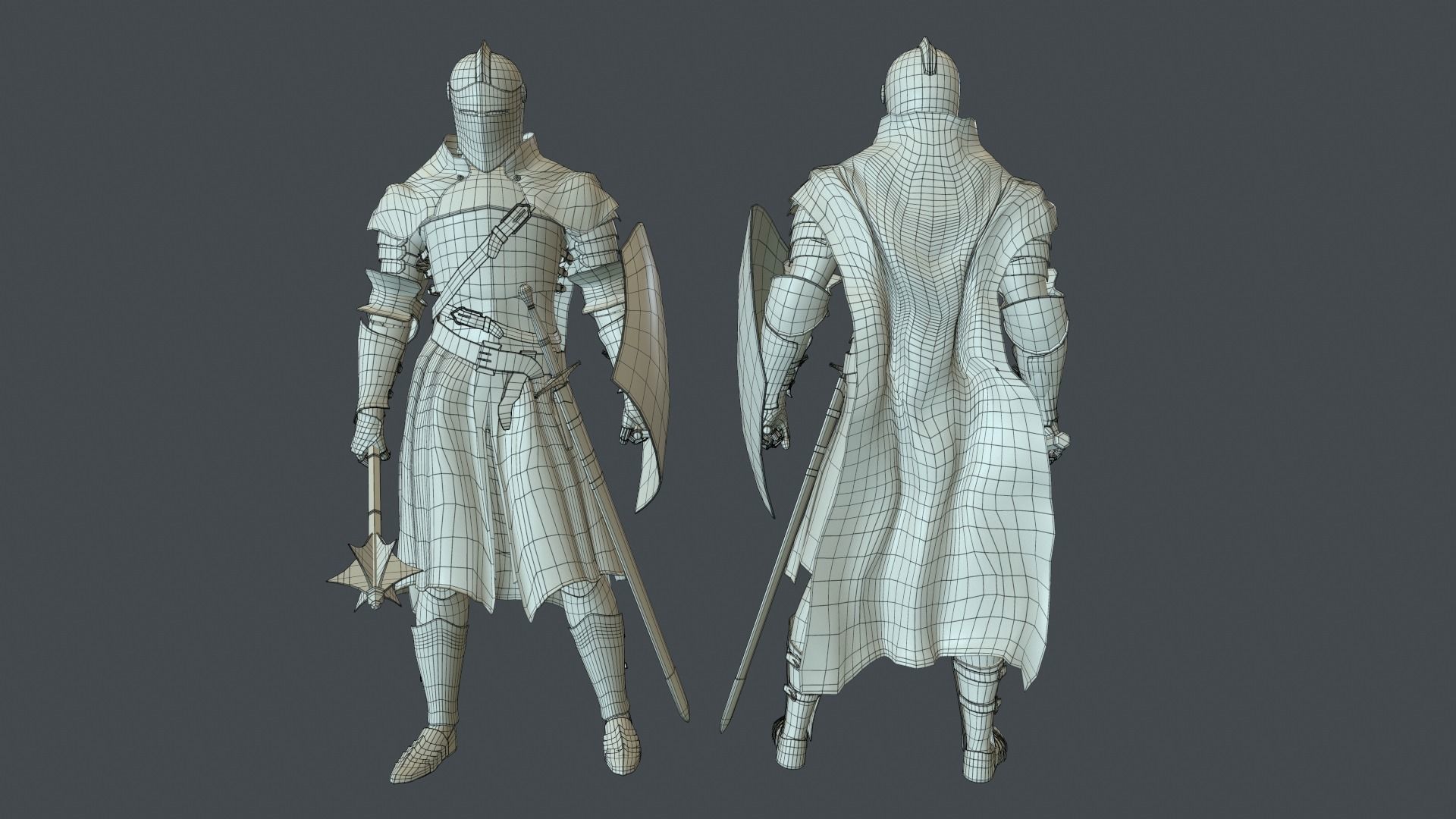 White Knight Low-poly 3D model_14