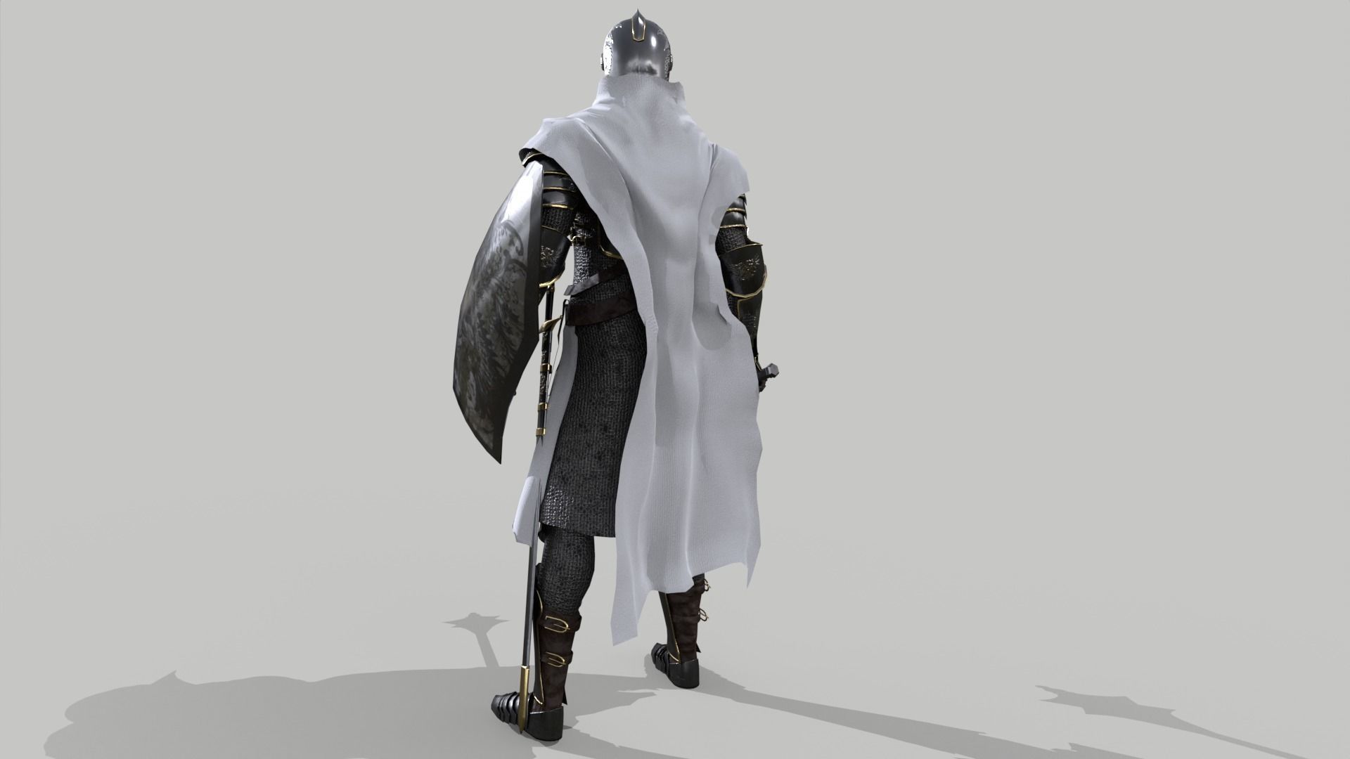 White Knight Low-poly 3D model_4