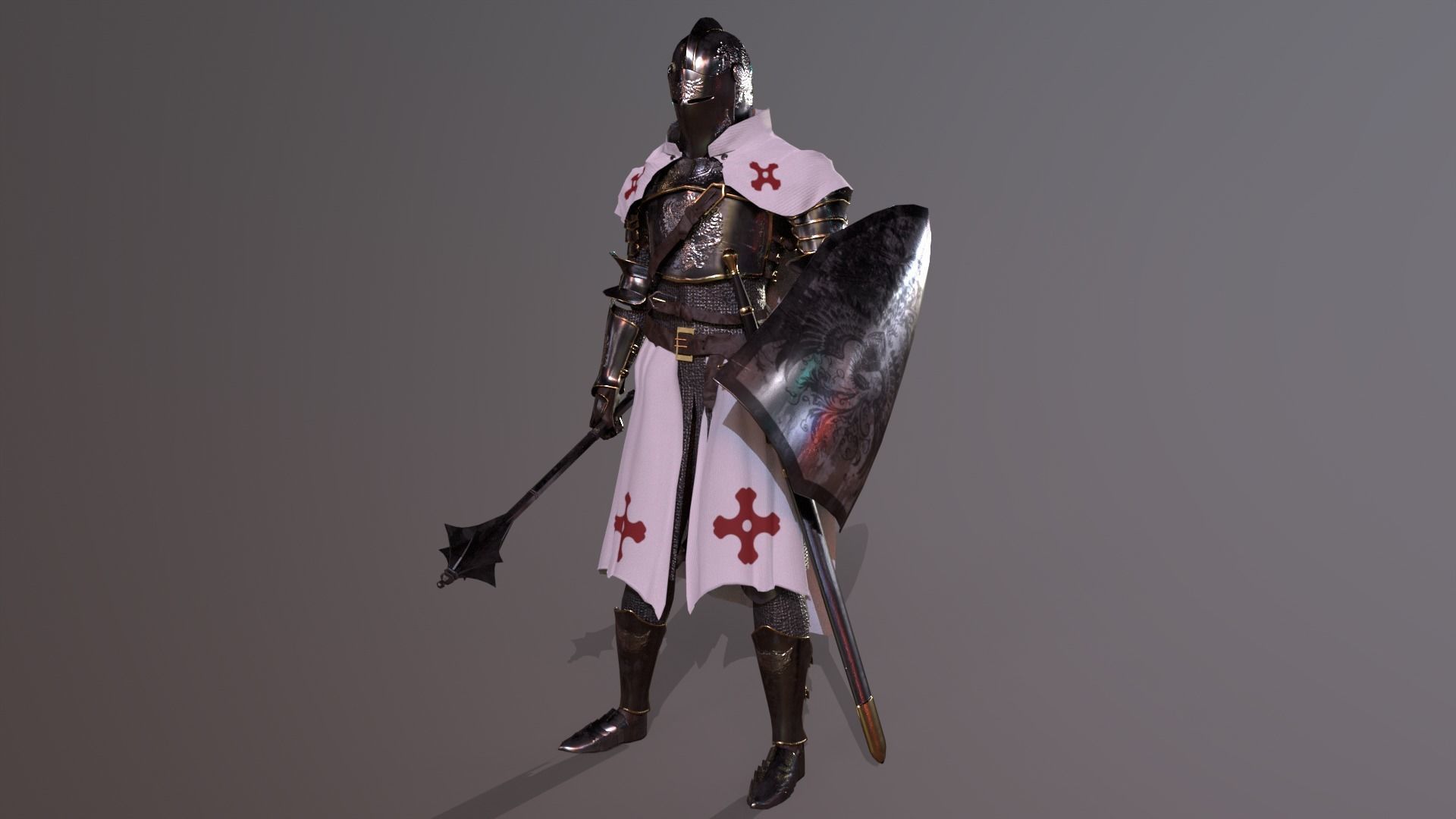 White Knight Low-poly 3D model_10