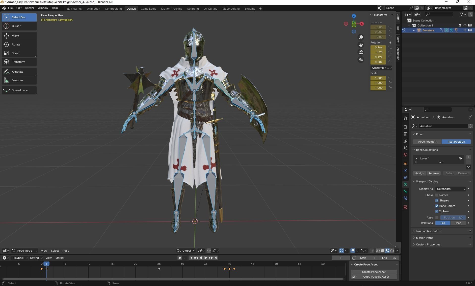 White Knight Low-poly 3D model_15