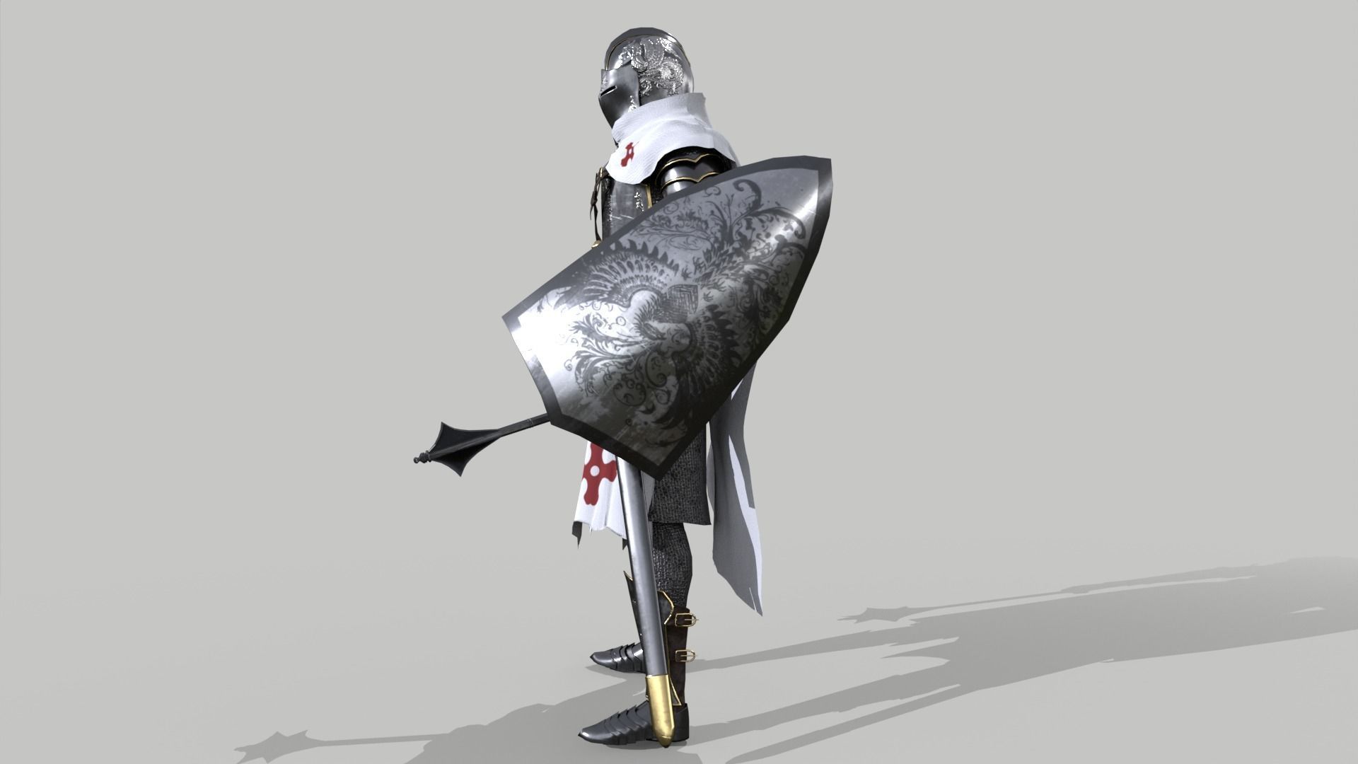 White Knight Low-poly 3D model_3