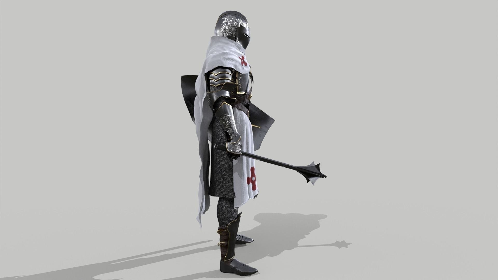 White Knight Low-poly 3D model_2