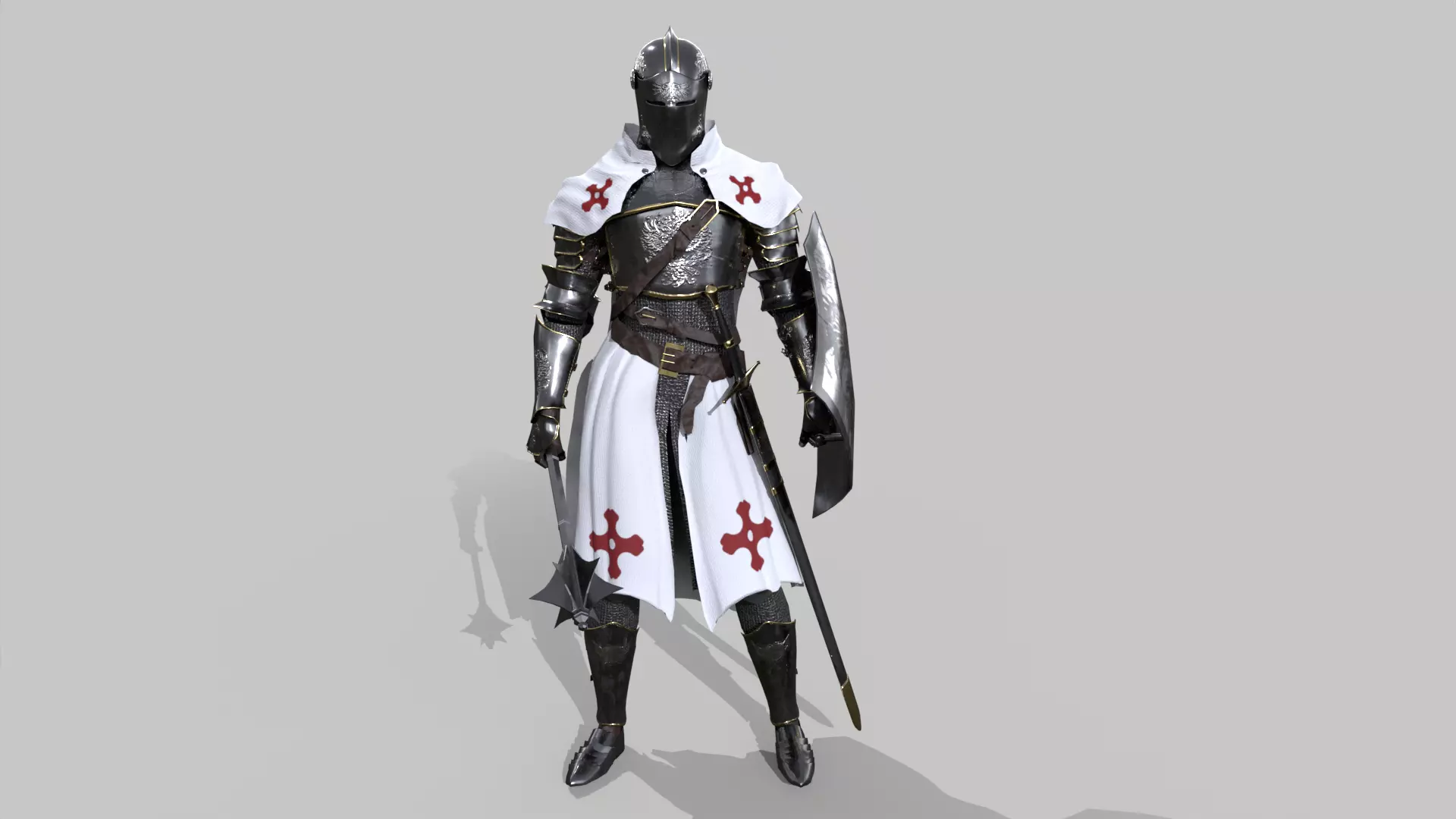 White Knight Low-poly 3D model_0