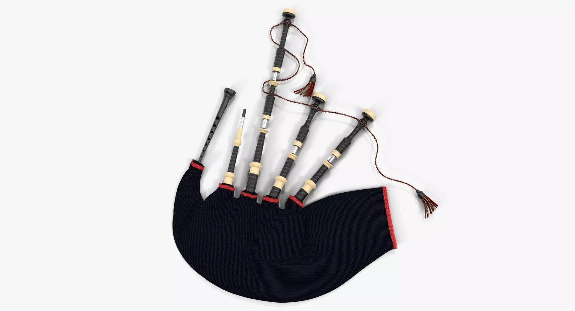 Bagpipes Velvet Black Low-poly 3D model_0