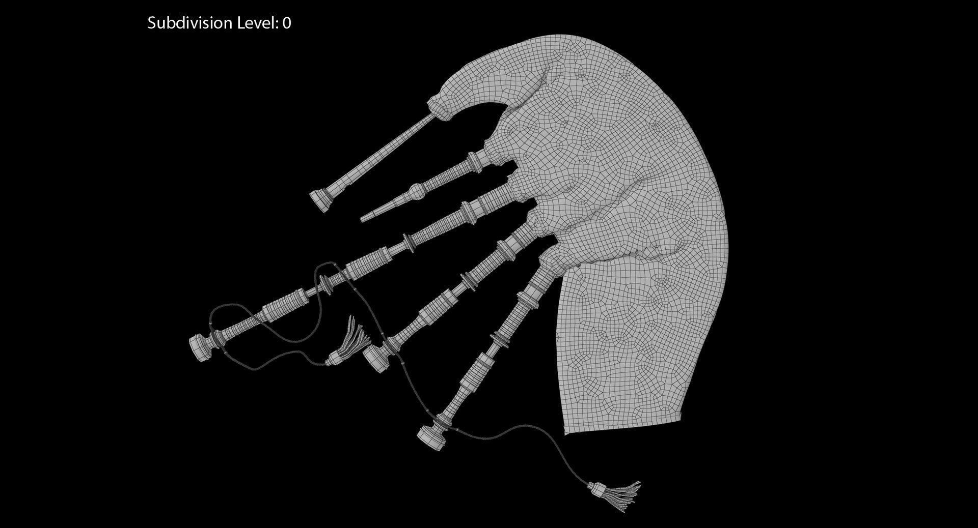 Bagpipes Velvet Black Low-poly 3D model_13