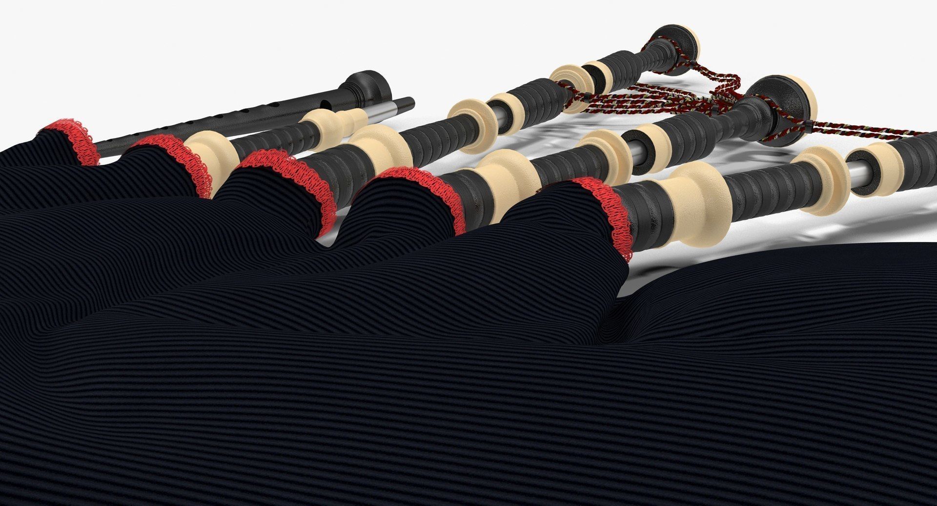 Bagpipes Velvet Black Low-poly 3D model_15