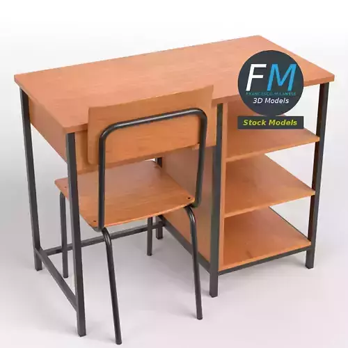 Wide classroom table with side shelves
