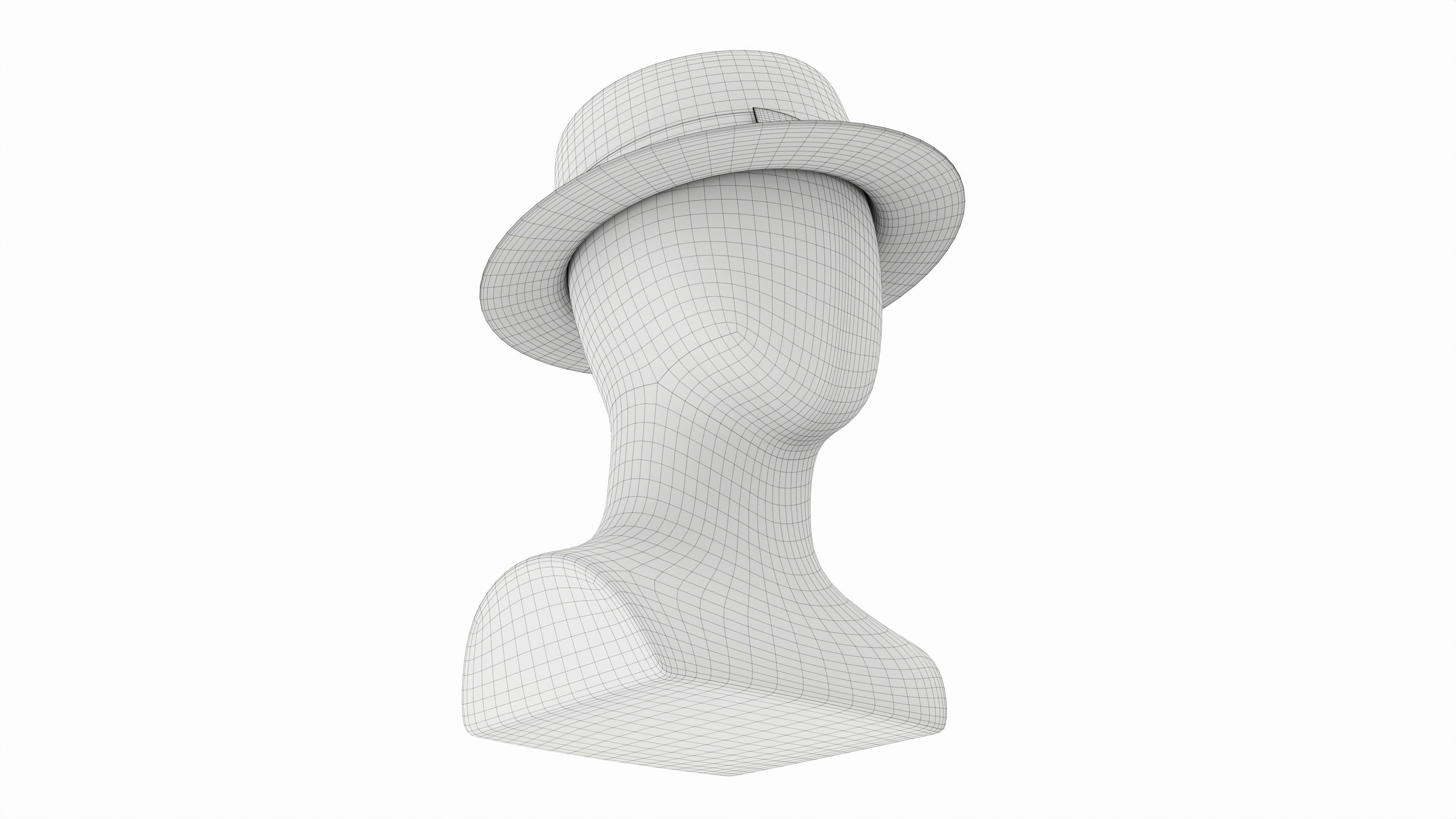 Store display mannequin head with Boater hat 3D model_6