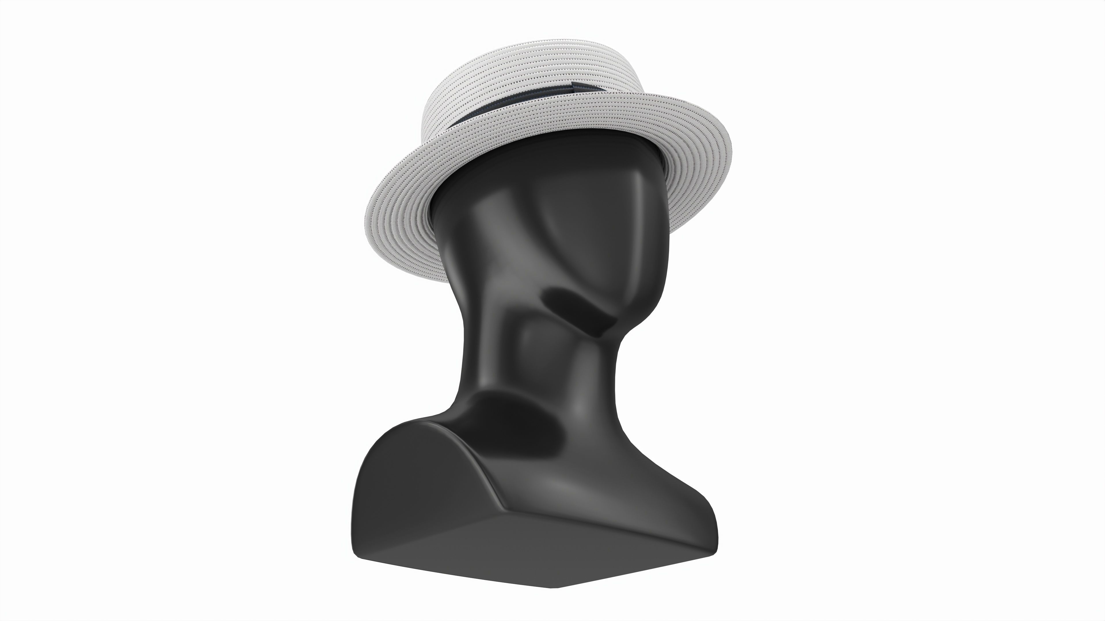 Store display mannequin head with Boater hat 3D model_3
