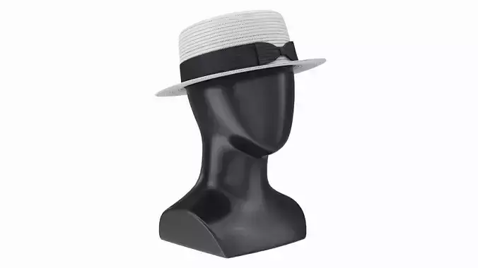 Store display mannequin head with Boater hat 3D model