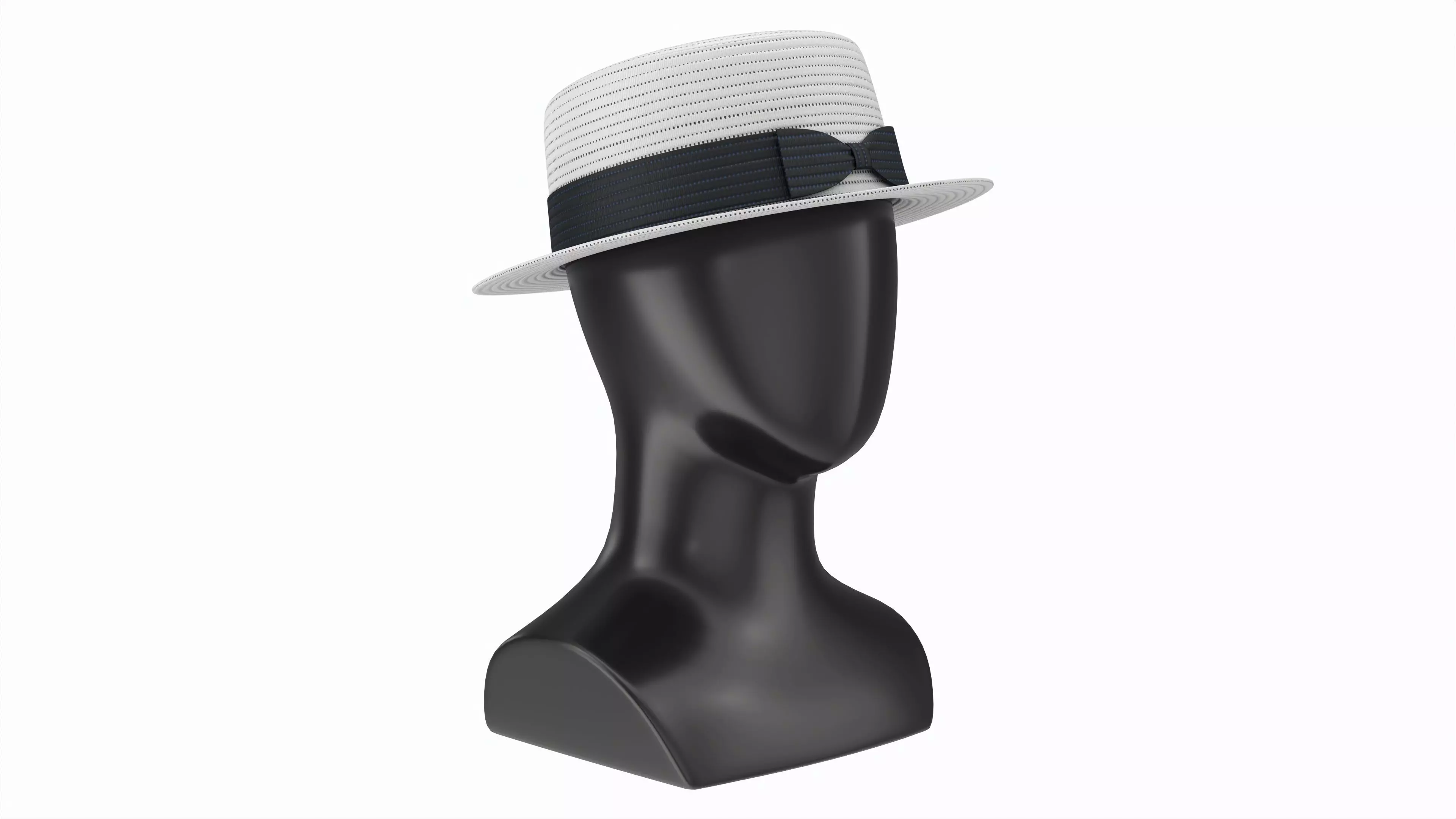 Store display mannequin head with Boater hat 3D model_0