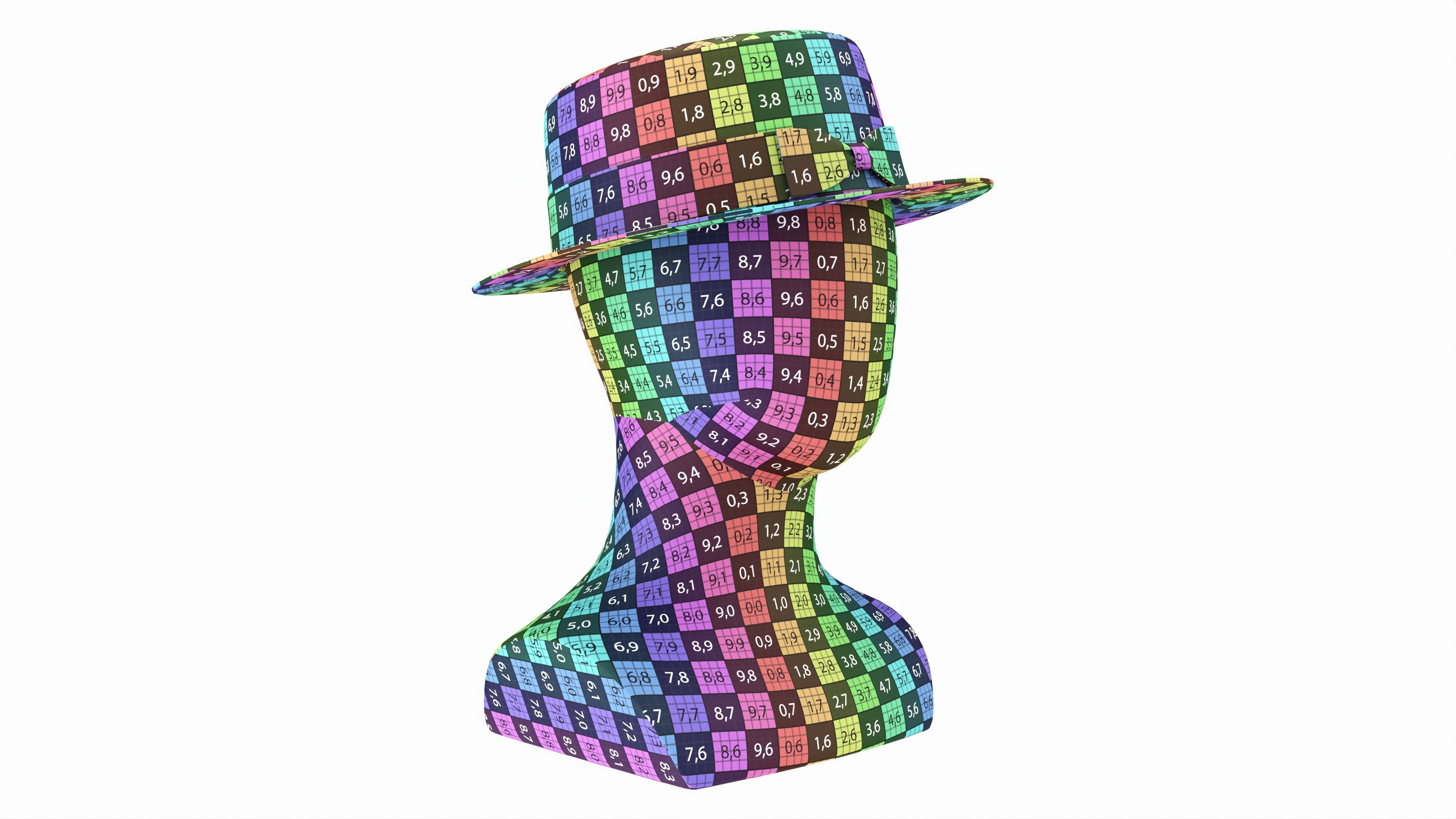 Store display mannequin head with Boater hat 3D model_7