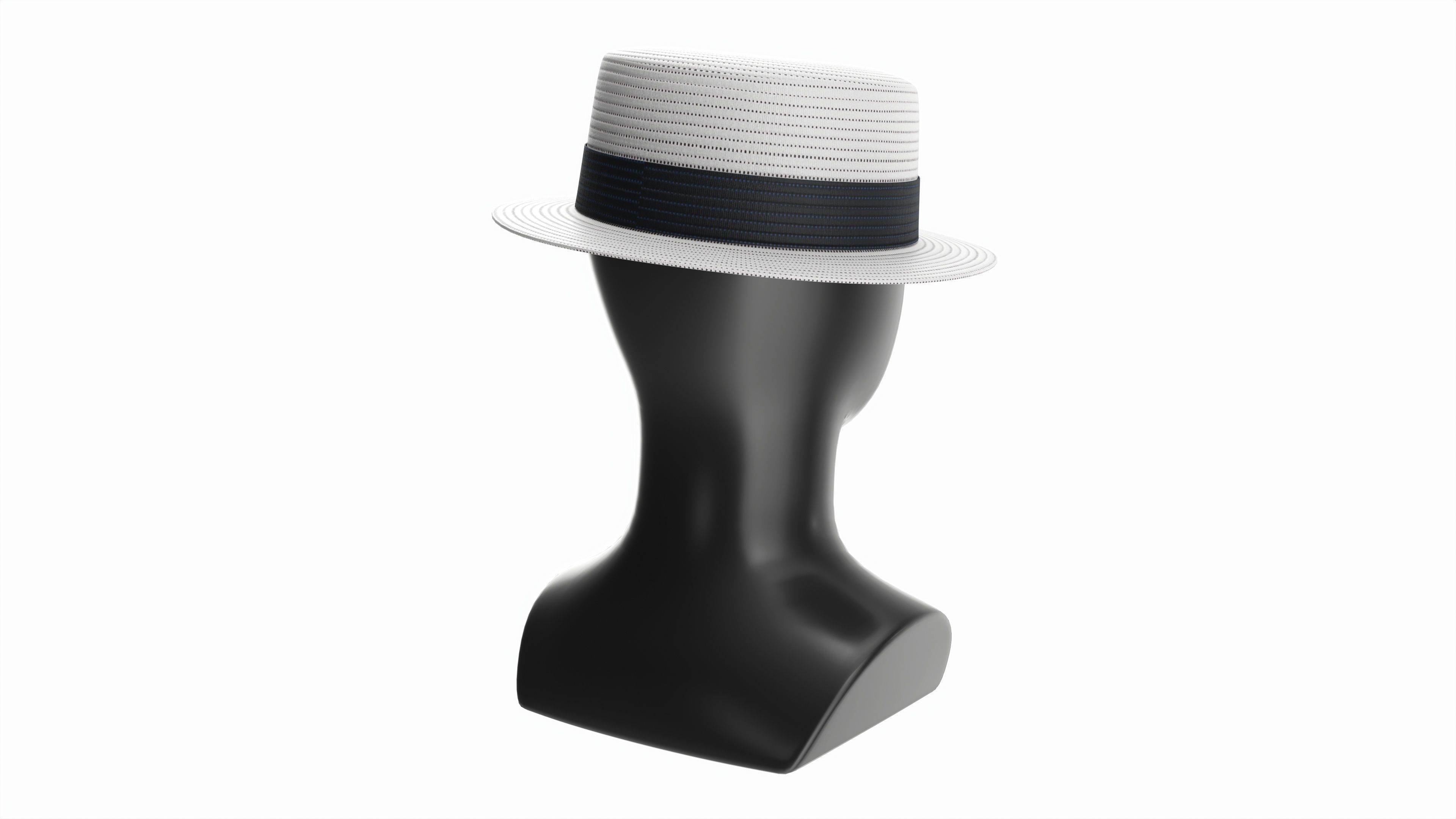 Store display mannequin head with Boater hat 3D model_1