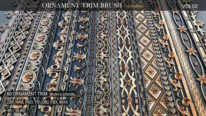 60 Ornament Trim Brush- 3D Models 