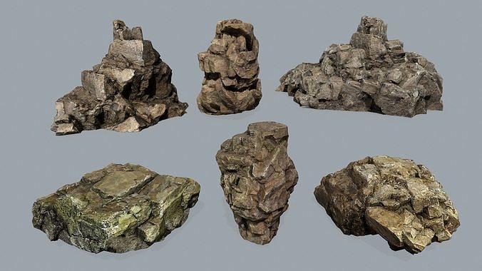 cave rocks Low-poly 3D model