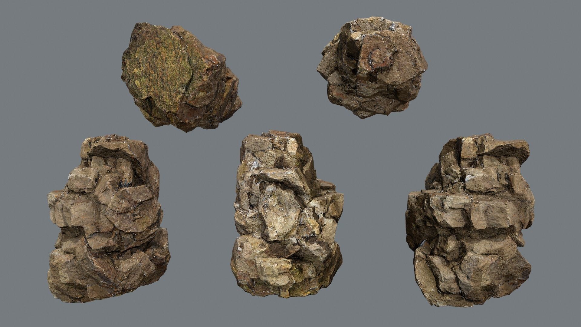 cave rocks Low-poly 3D model_10
