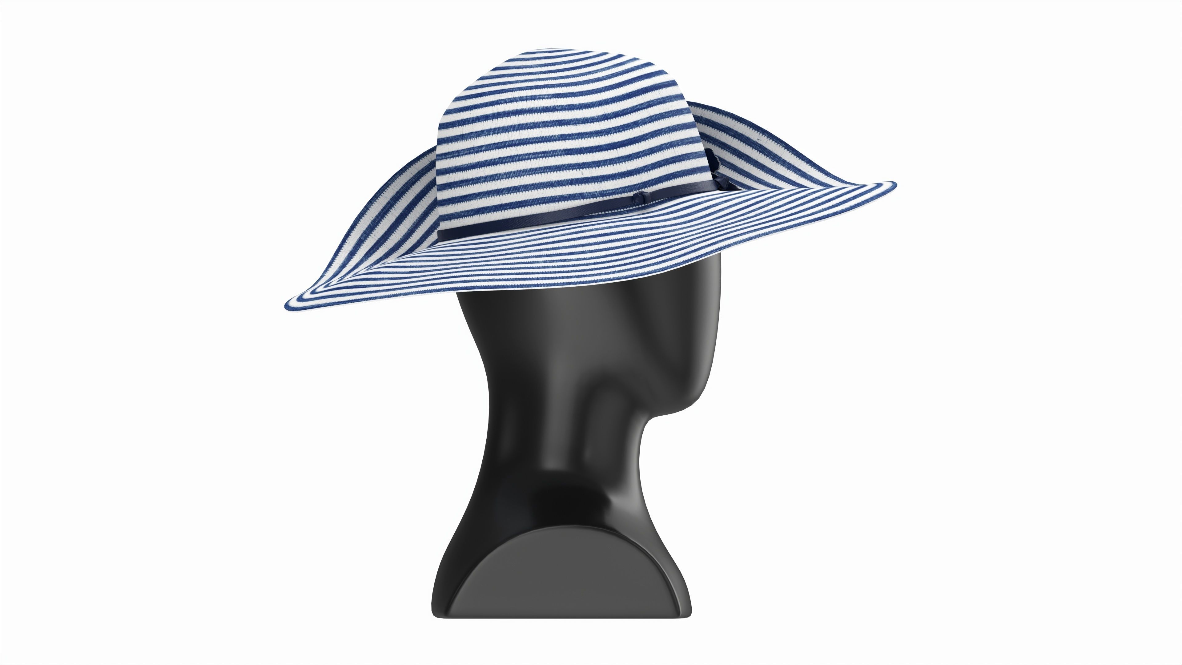 Store display mannequin head with Floppy hat and flower 3D model_5