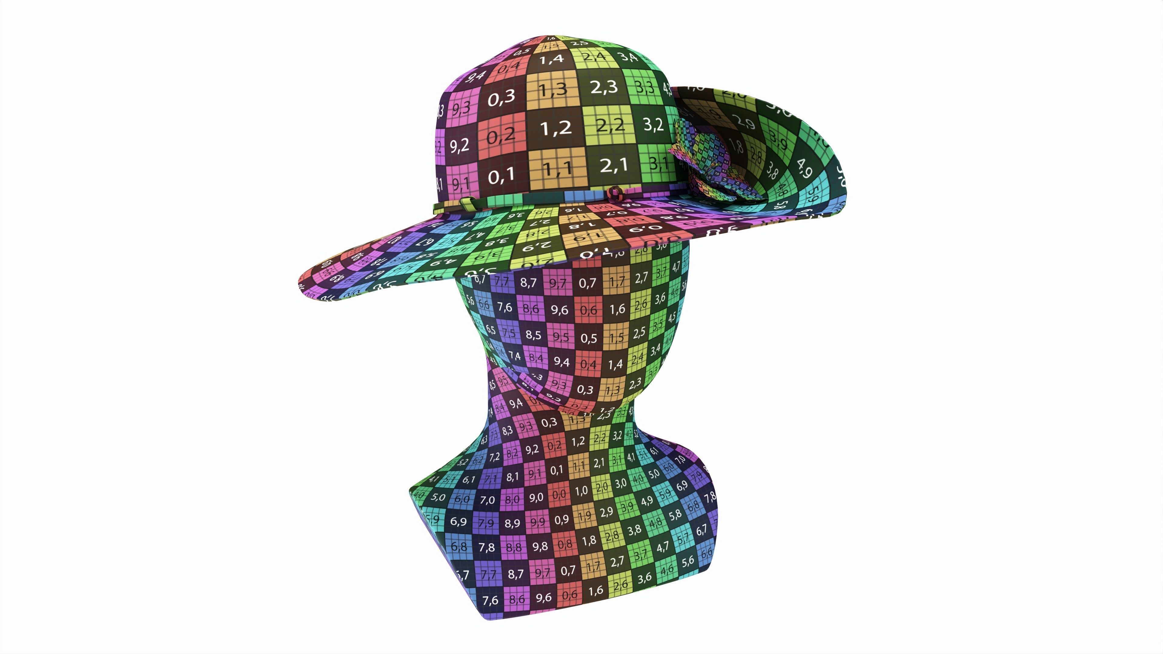 Store display mannequin head with Floppy hat and flower 3D model_7