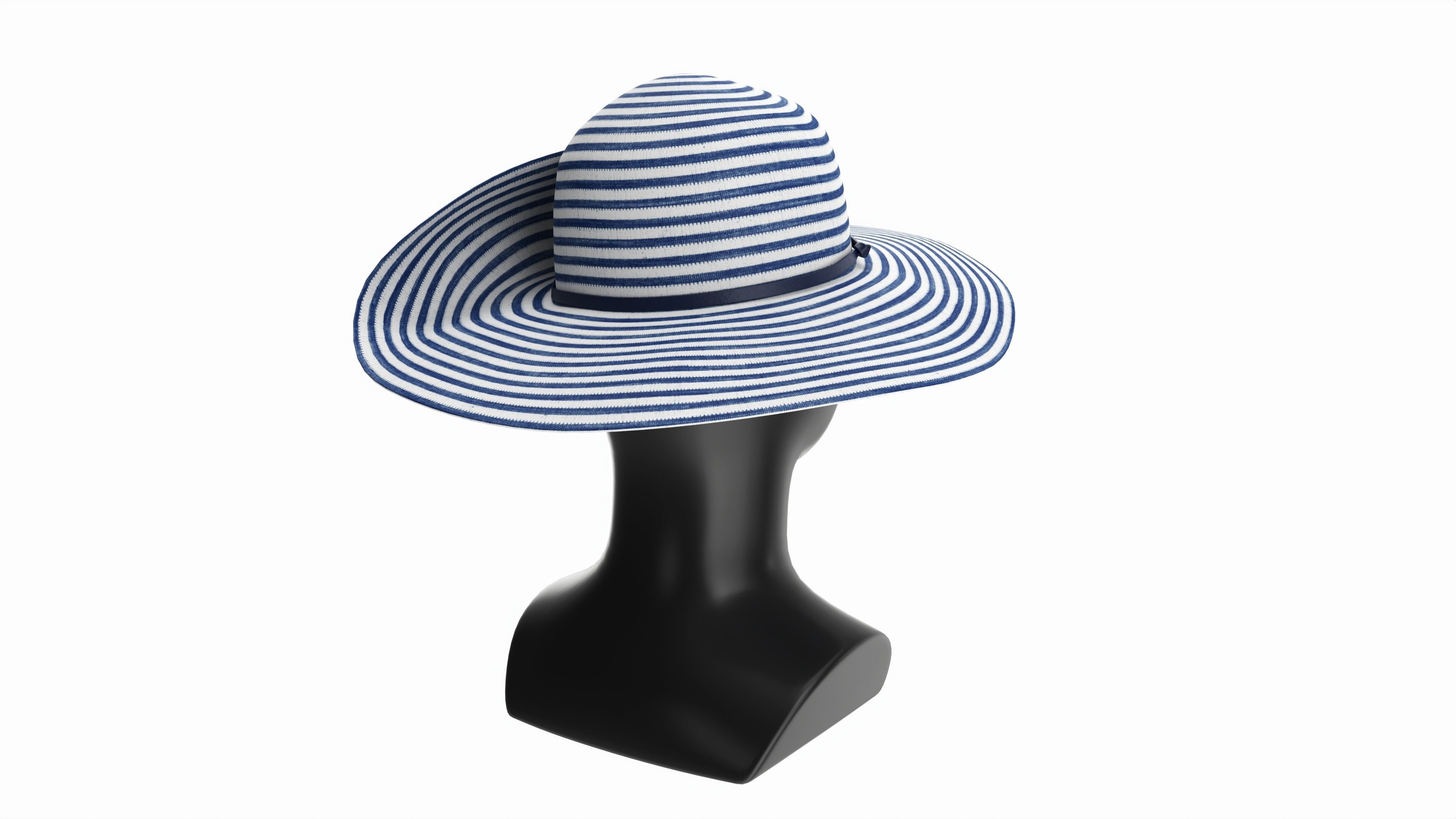 Store display mannequin head with Floppy hat and flower 3D model_1