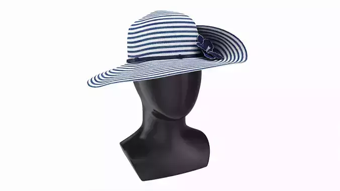 Store display mannequin head with Floppy hat and flower 3D model