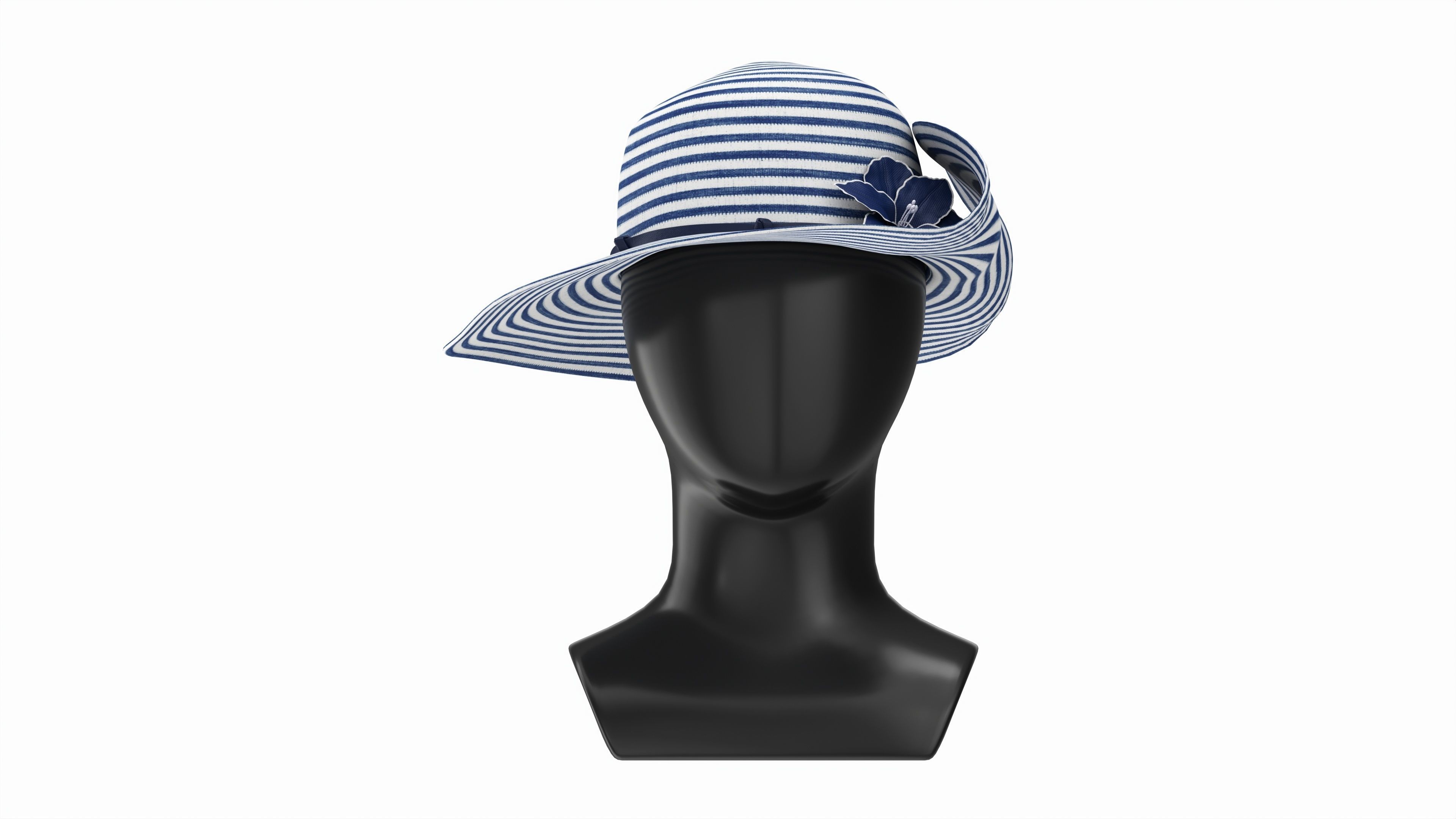Store display mannequin head with Floppy hat and flower 3D model_4