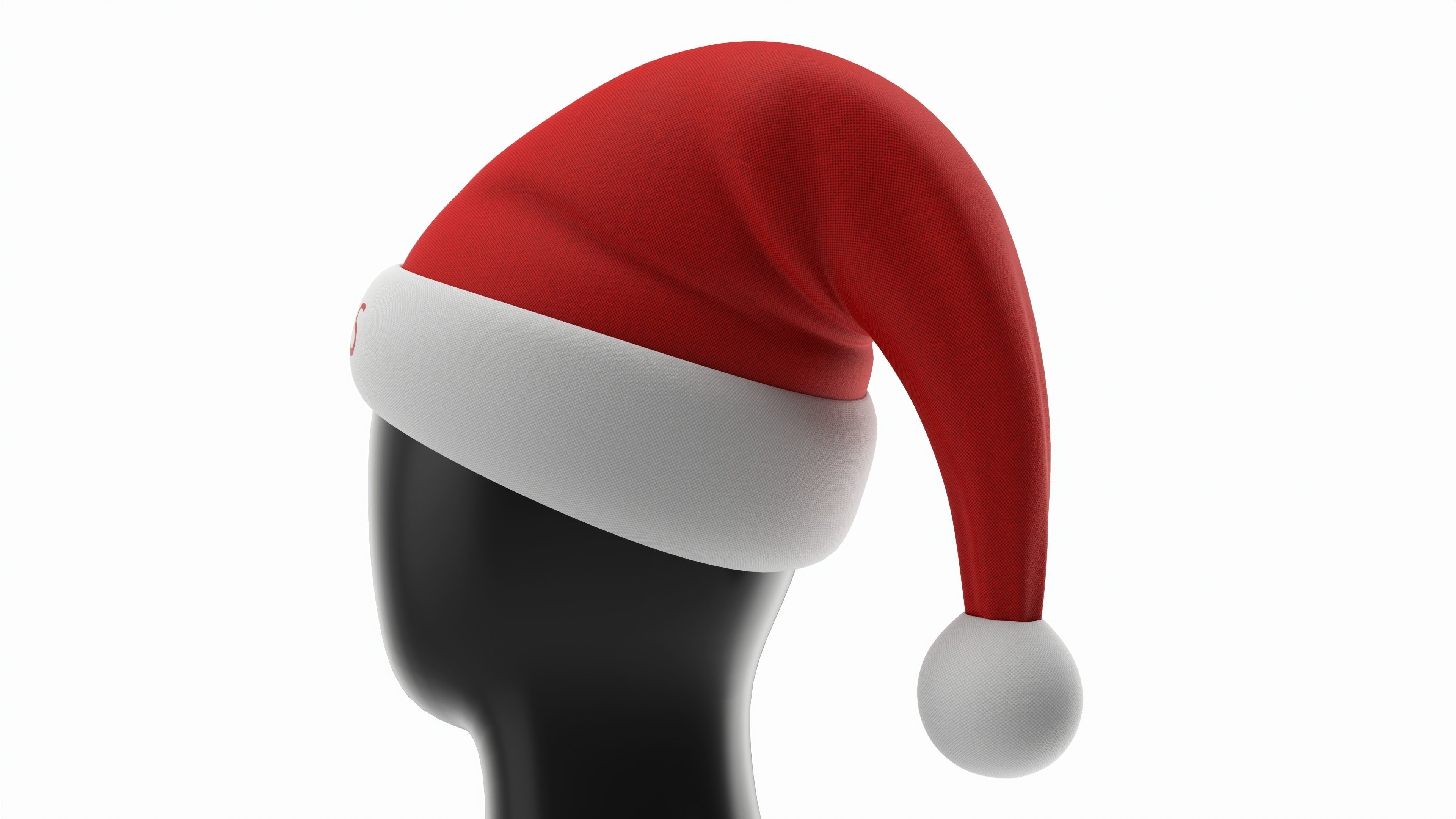 Store display mannequin head with Santa hat 3D model_3
