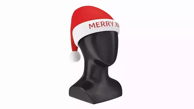Store display mannequin head with Santa hat 3D model