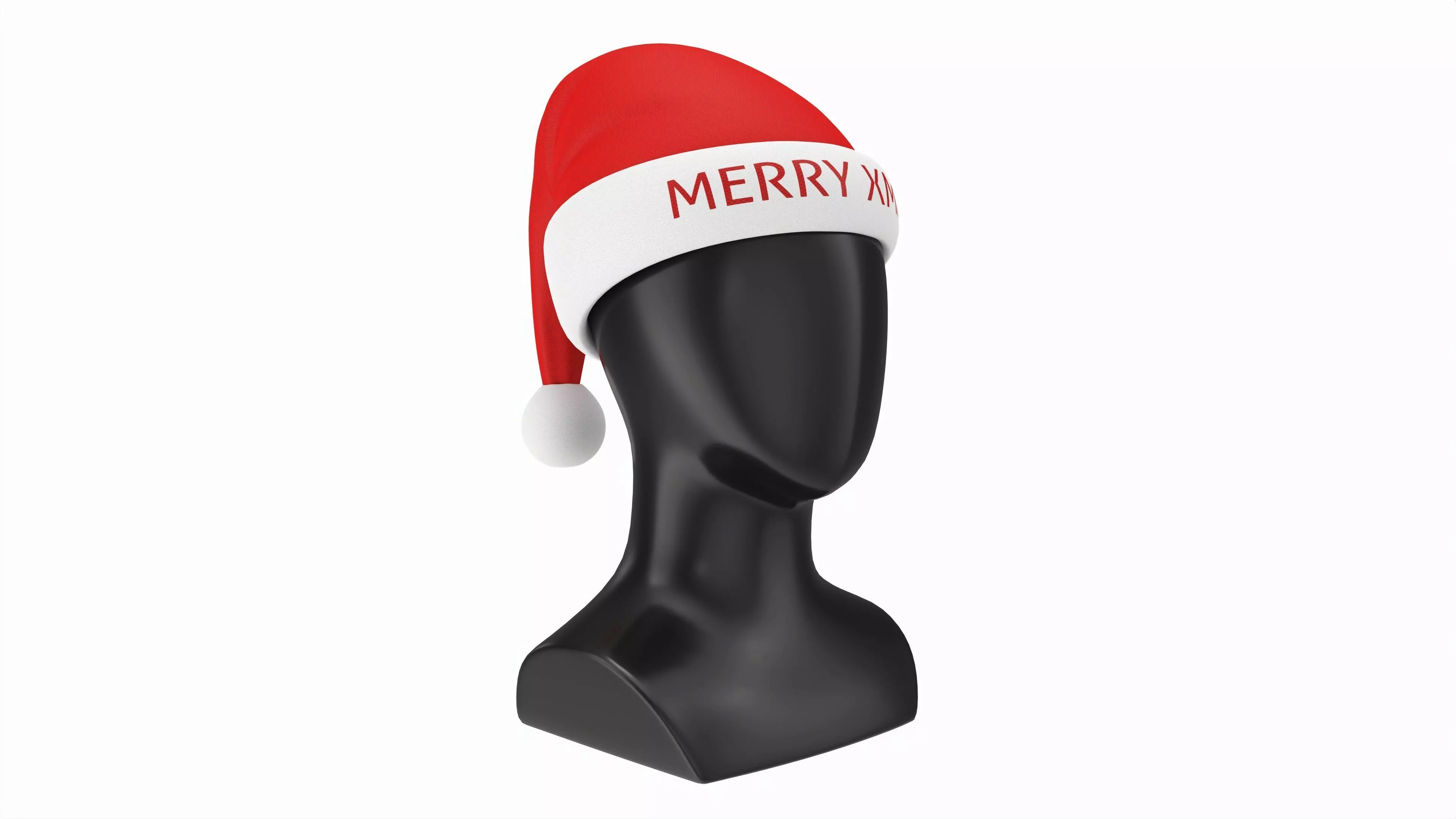 Store display mannequin head with Santa hat 3D model_0