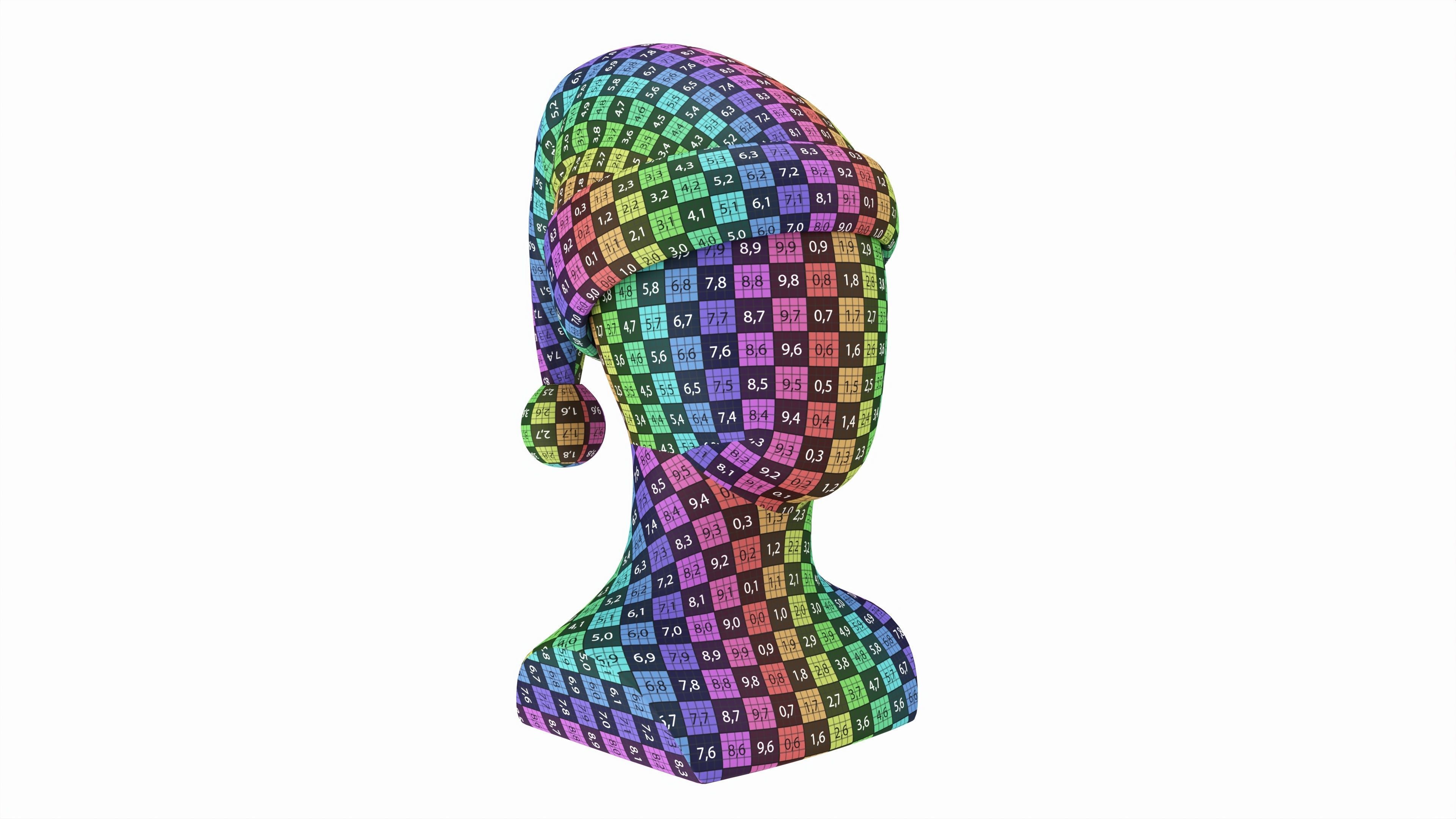 Store display mannequin head with Santa hat 3D model_7