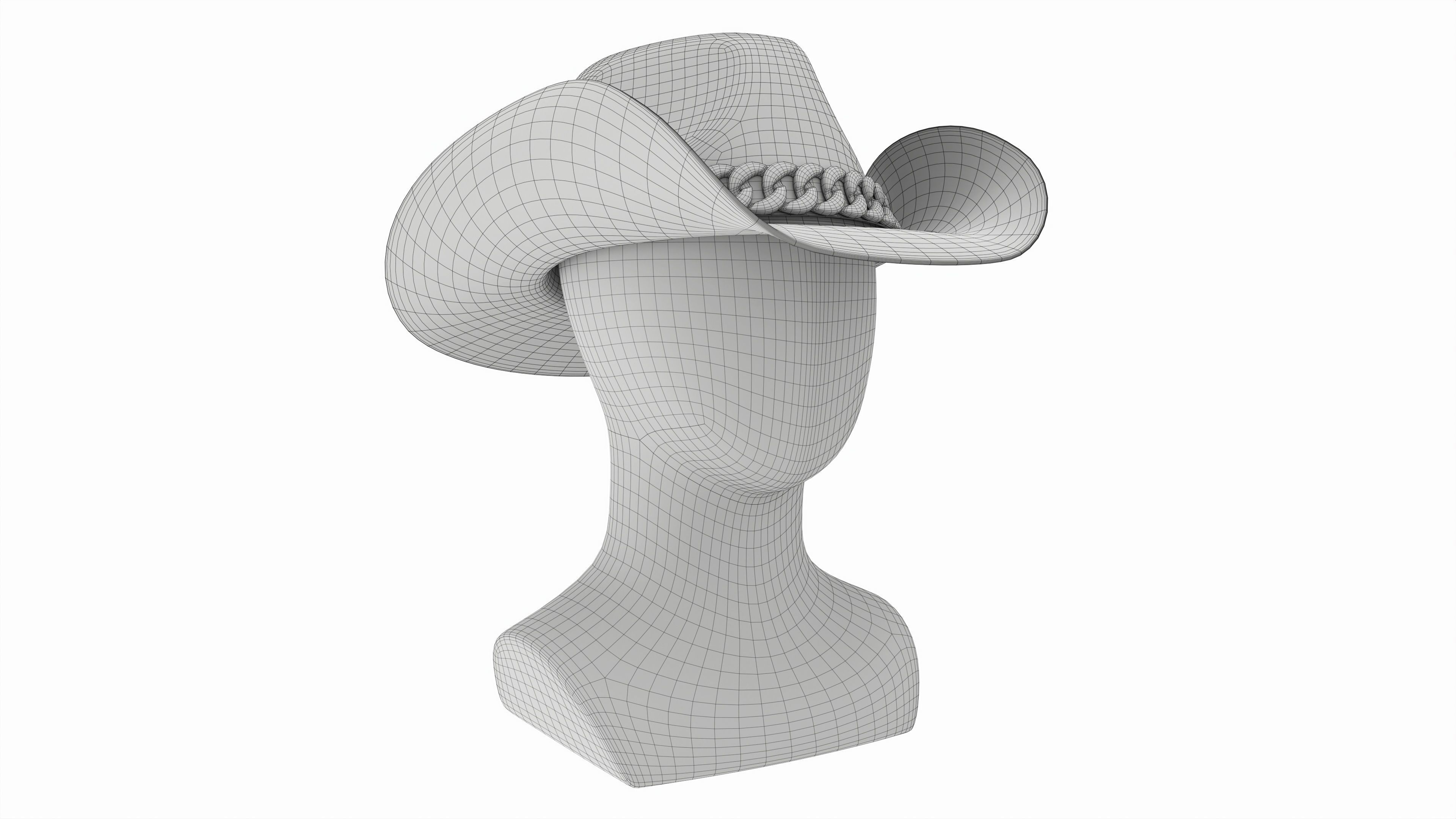 Store display mannequin head with Woman cowboy hat 3D model_6