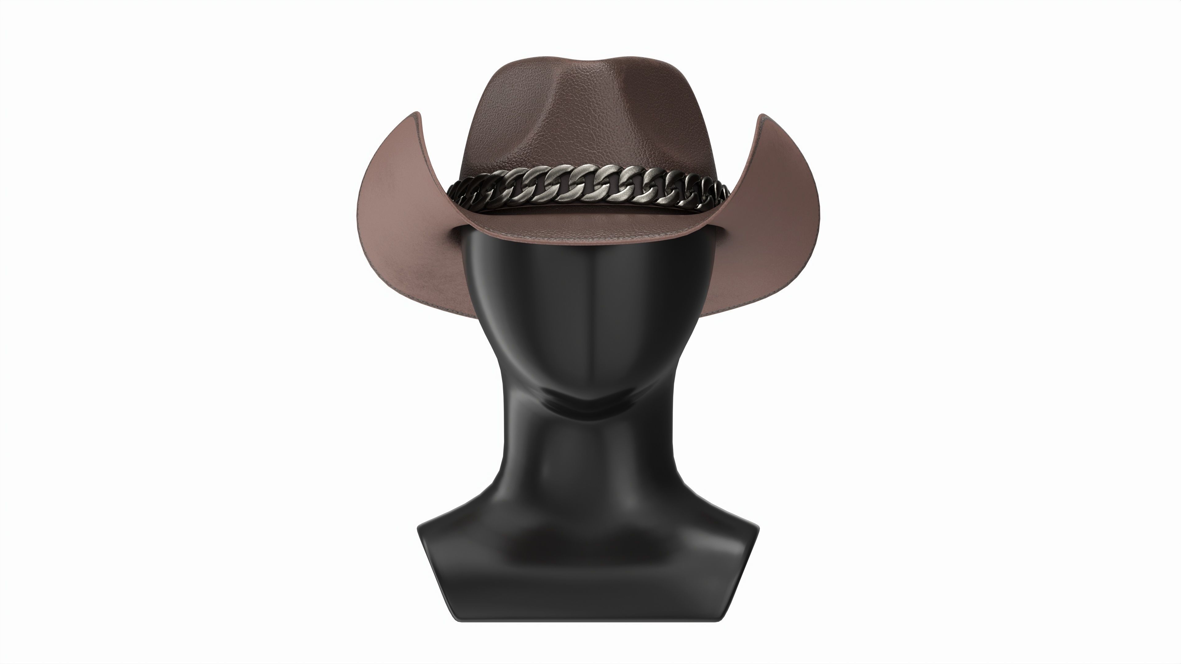Store display mannequin head with Woman cowboy hat 3D model_4