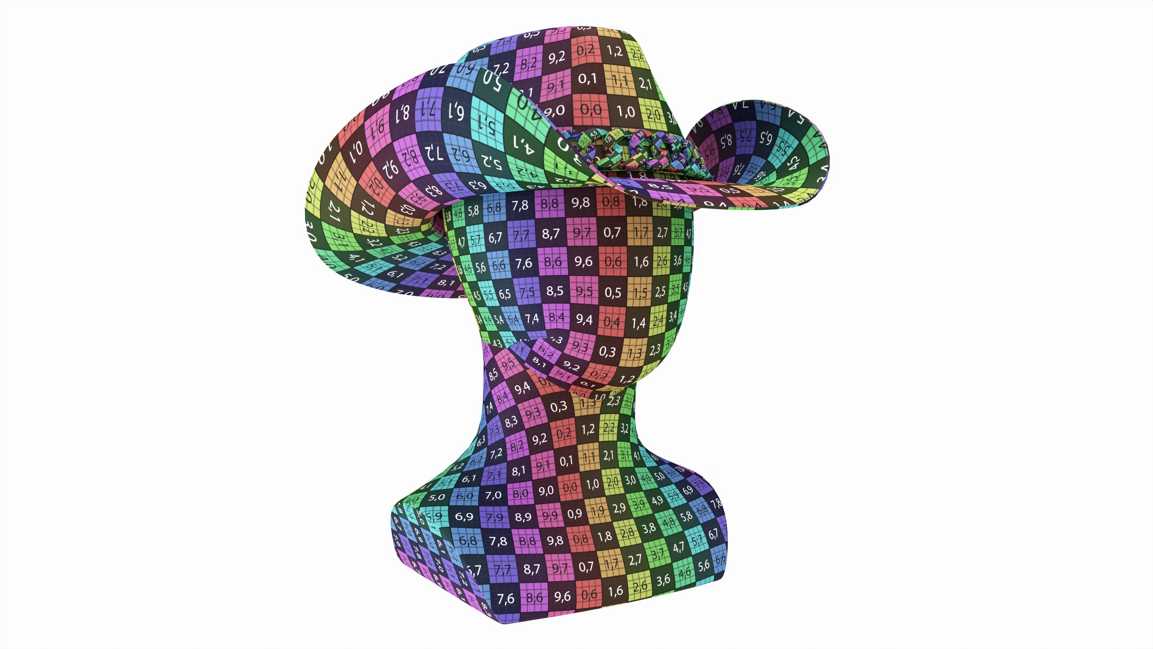 Store display mannequin head with Woman cowboy hat 3D model_7