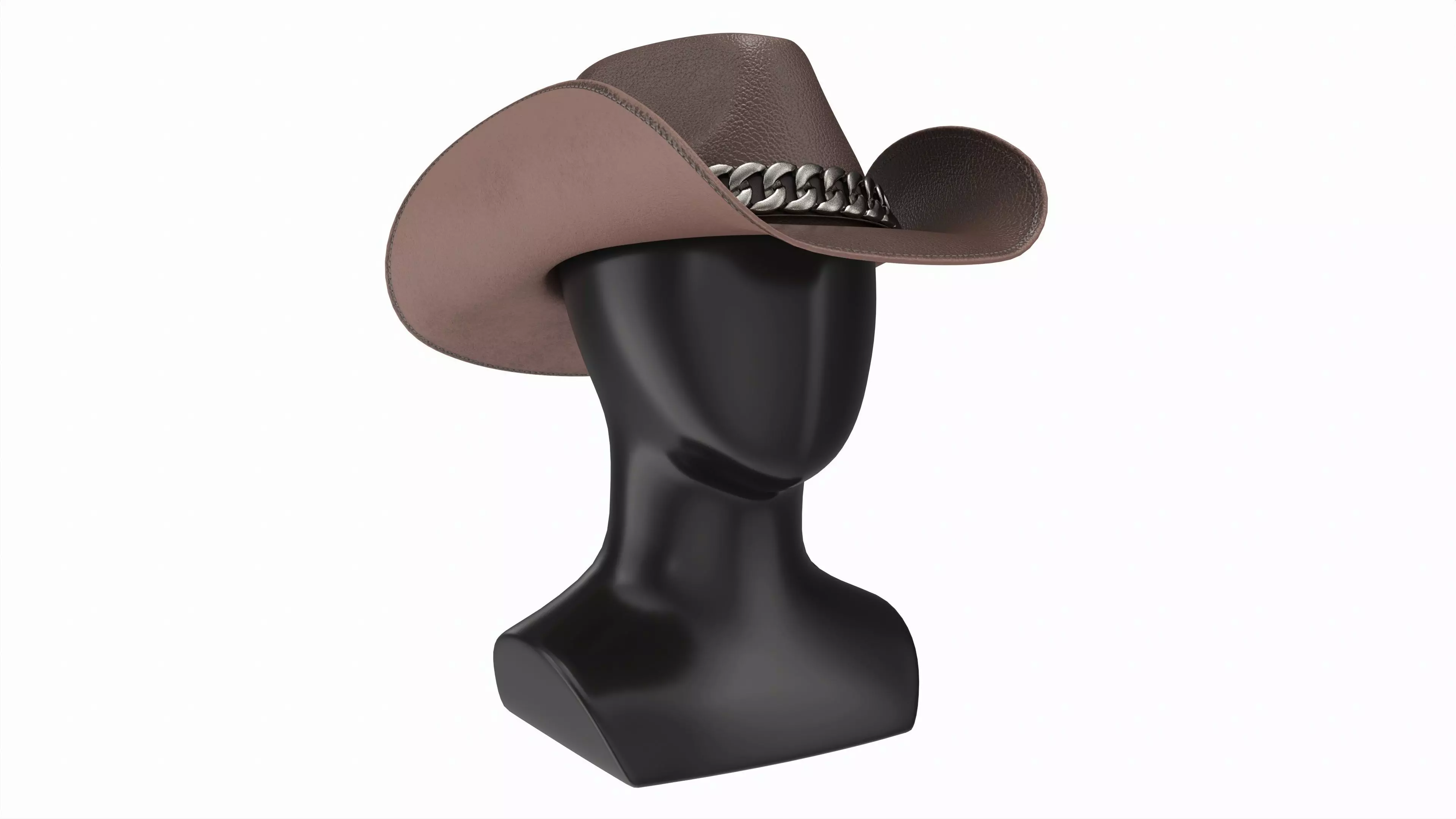 Store display mannequin head with Woman cowboy hat 3D model_0