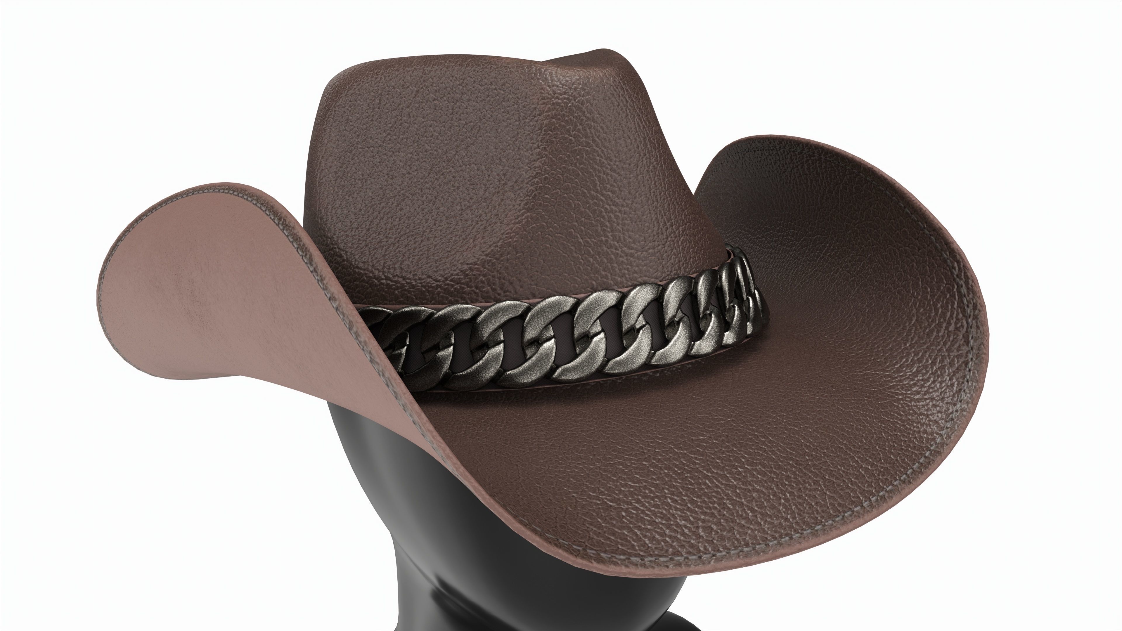 Store display mannequin head with Woman cowboy hat 3D model_2
