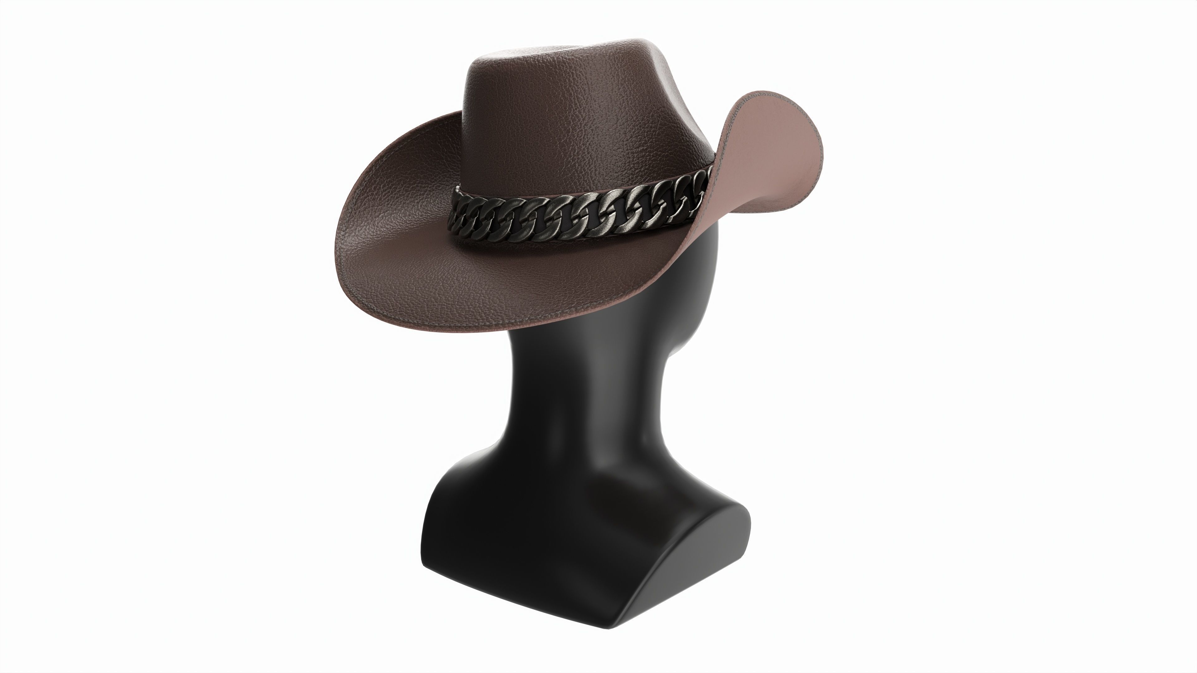 Store display mannequin head with Woman cowboy hat 3D model_1