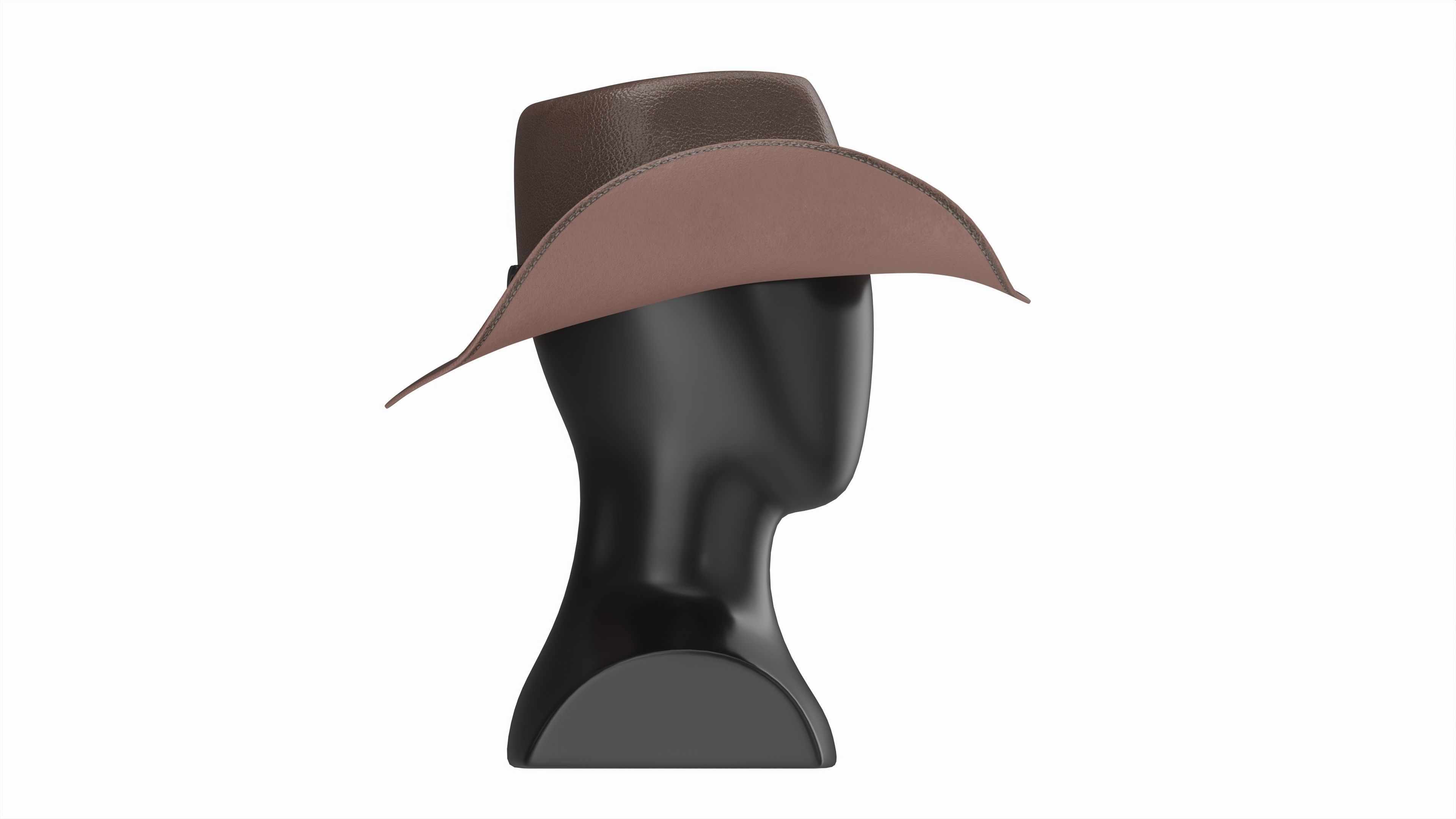 Store display mannequin head with Woman cowboy hat 3D model_5