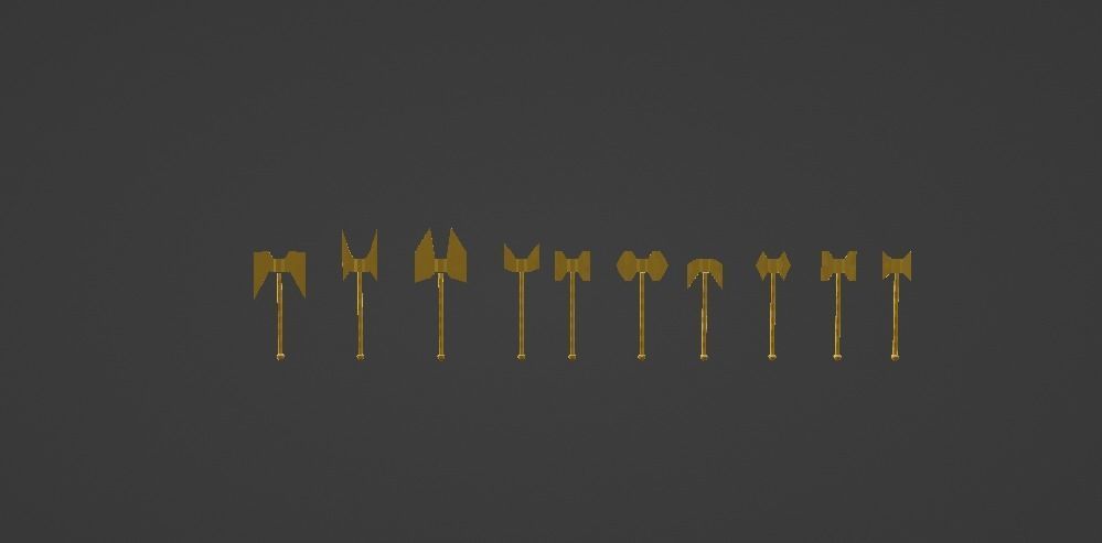 Dwarven package  weapons Low-poly 3D model_3