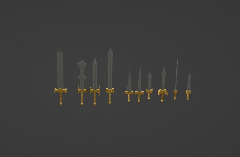 Dwarven package  weapons Low-poly 3D model_7