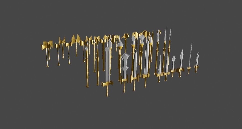 Dwarven package  weapons Low-poly 3D model_1