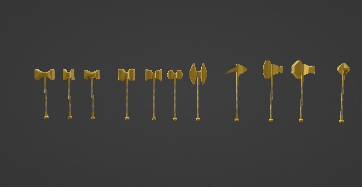 Dwarven package  weapons Low-poly 3D model_4
