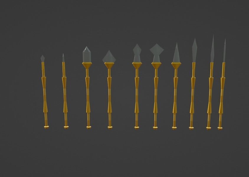 Dwarven package  weapons Low-poly 3D model_6
