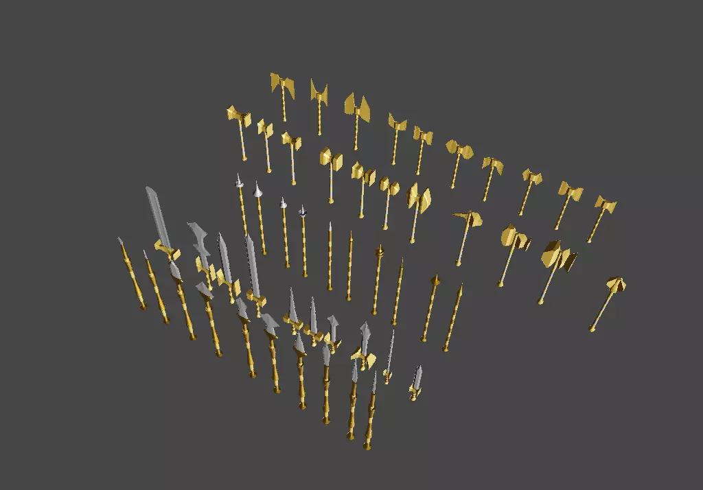 Dwarven package  weapons Low-poly 3D model_0
