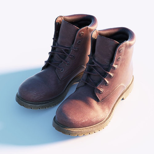 Brown leather boot Low-poly 3D model
