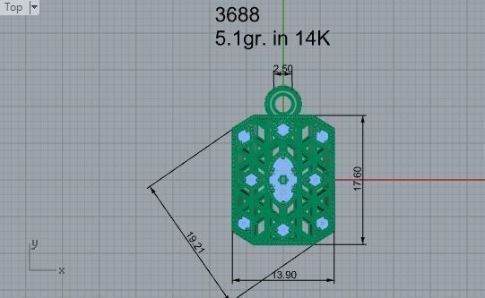 Emerald Shape Pendant 3688 3D print model_4